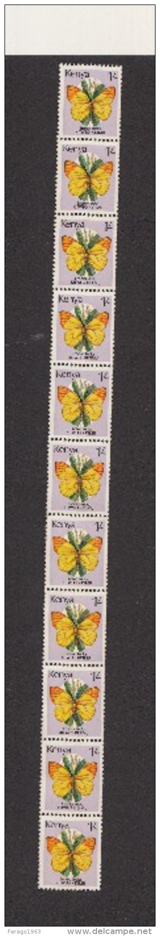 1988 KENYA Butterflies 1/- COIL Strip Of 11 - Kenia (1963-...)