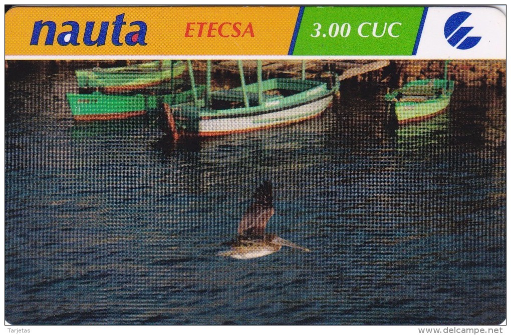 TARJETA DE CUBA DE NAUTA DE 3 CUC DE UN PELICANO (BIRD-PAJARO) - Cuba