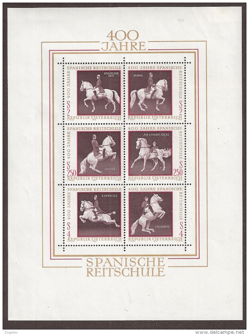 Österreich, Austria 1972 Spanische Reitschule. MNH/**/Postfrisch - Blocks & Kleinbögen