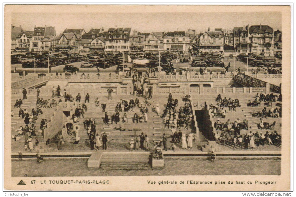 CPA Le Touquet, Paris Plage, Vue Générale De L'esplanade Du Haut Du Plongeoir (pk30026) - Le Touquet