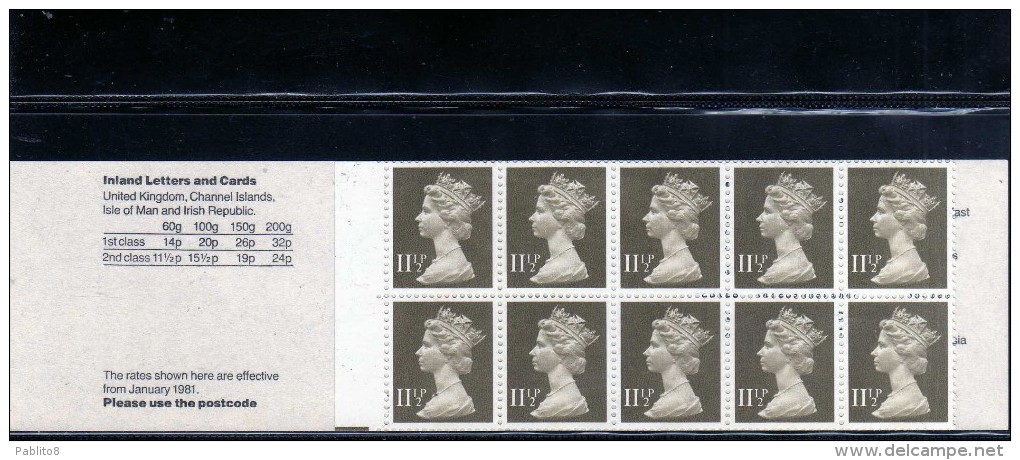 GREAT BRITAIN GRAN BRETAGNA 1981 LIGHTNING VULCAN VULCANO ELIZABETH QUEEN BOOKLET LIBRETTO CARNET UNUSED MNH NEUF - Carnets