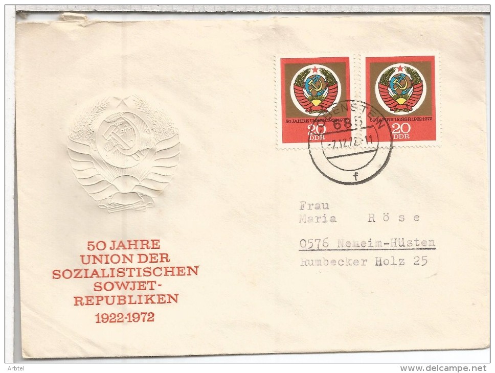 ALEMANIA DDR CC SELLOS 50 AÑOS UNION SOVIETICA ESCUDO - Otros & Sin Clasificación