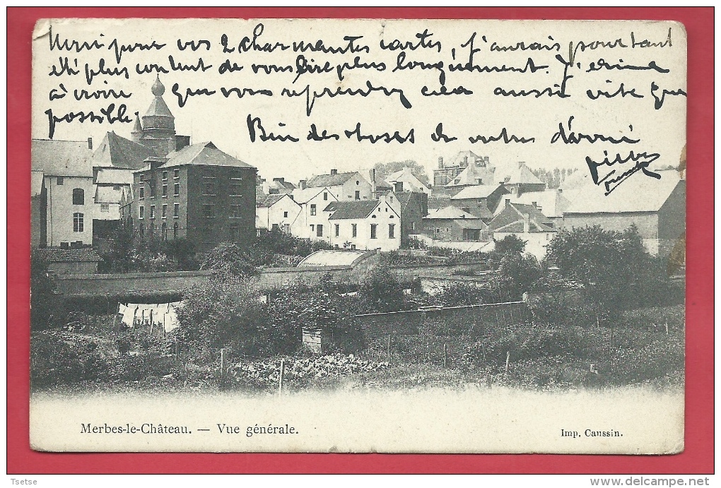 Merbes-le-Château - Vue Générale ... De La Localité - 1908 ( Voir Verso ) - Merbes-le-Chateau