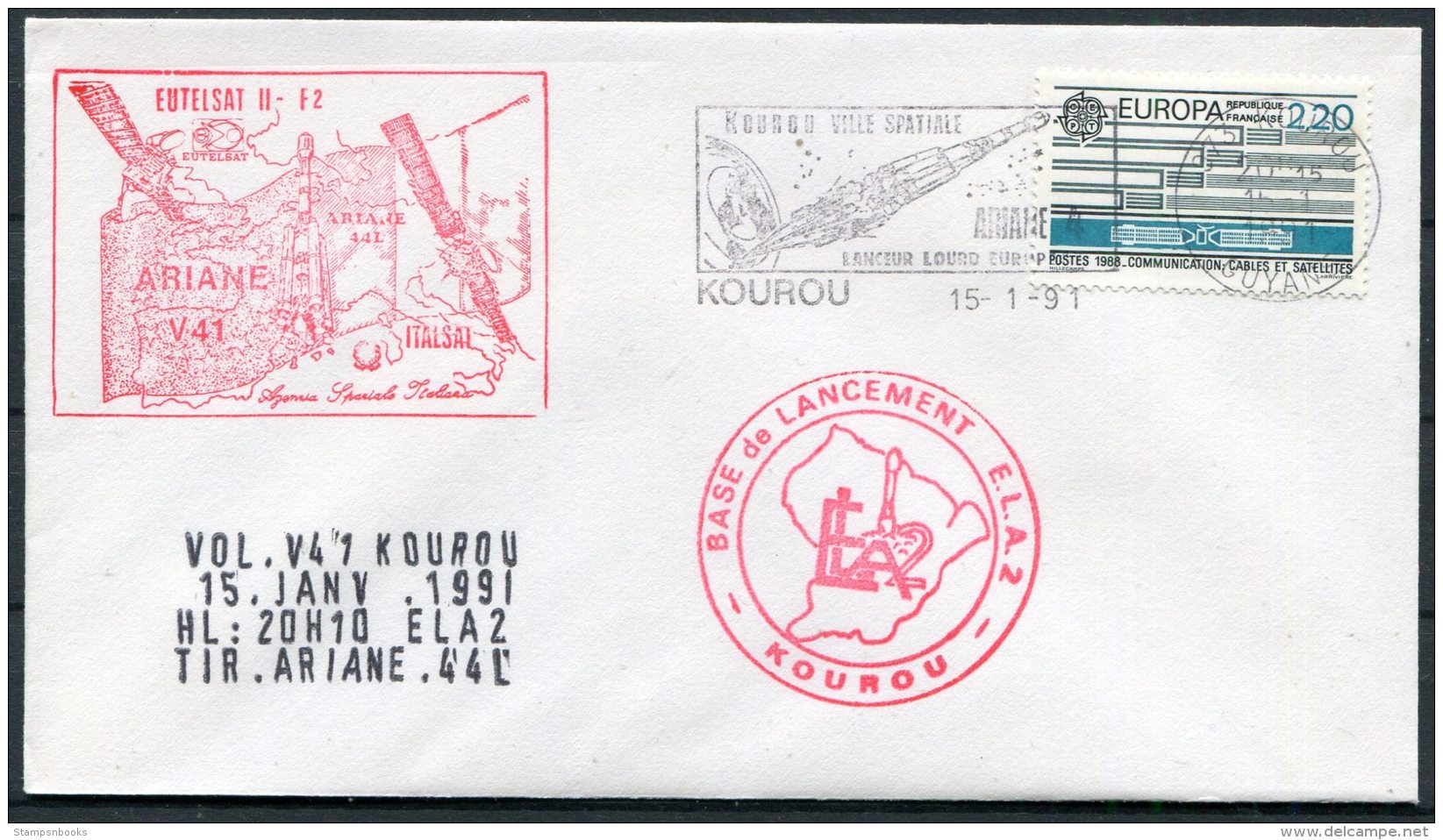 1991 France Guyane Kourou Space Rocket Ariane Cover - Europe