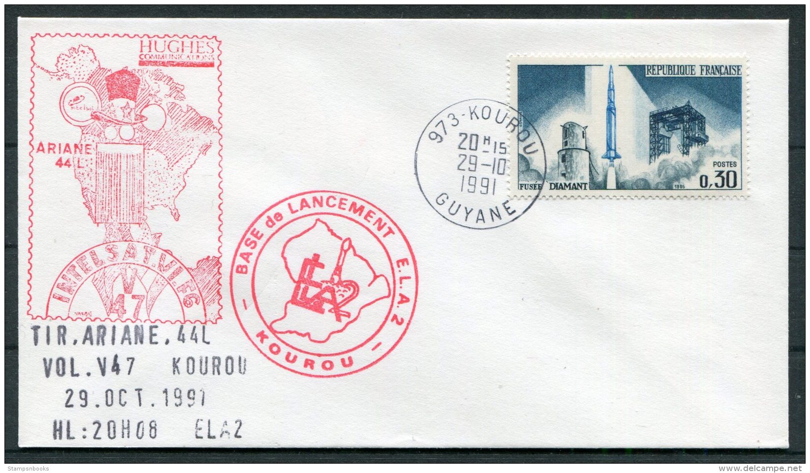 1991 France Guyane Kourou Space Rocket Ariane Cover - Europa