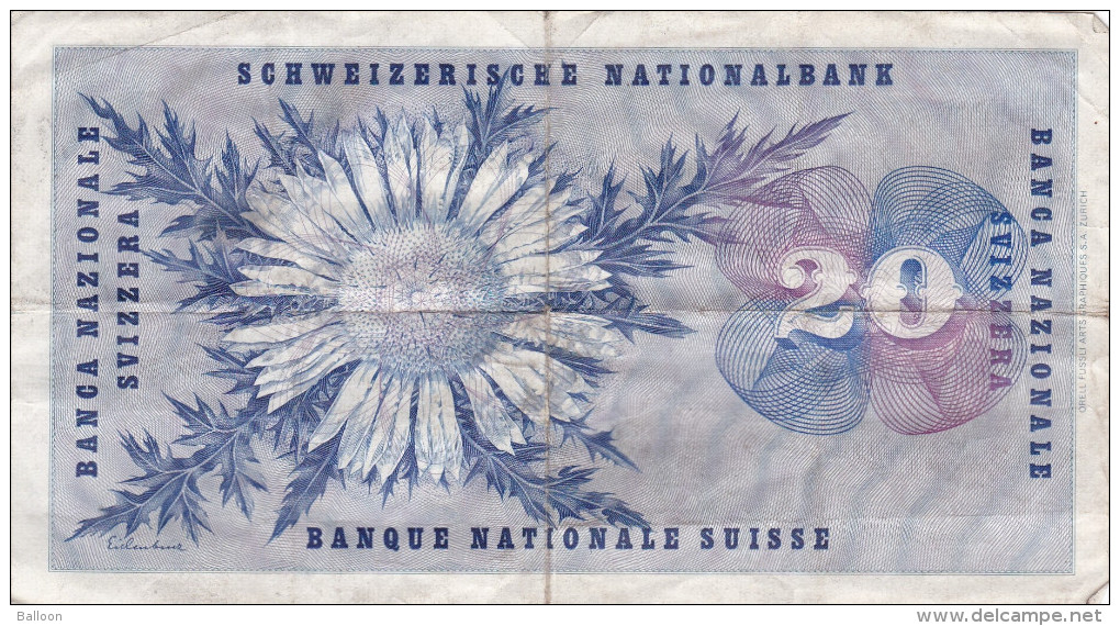 SUISSE - Billet De 20 Francs - 05.07.1956 - Série 10 H - Switzerland