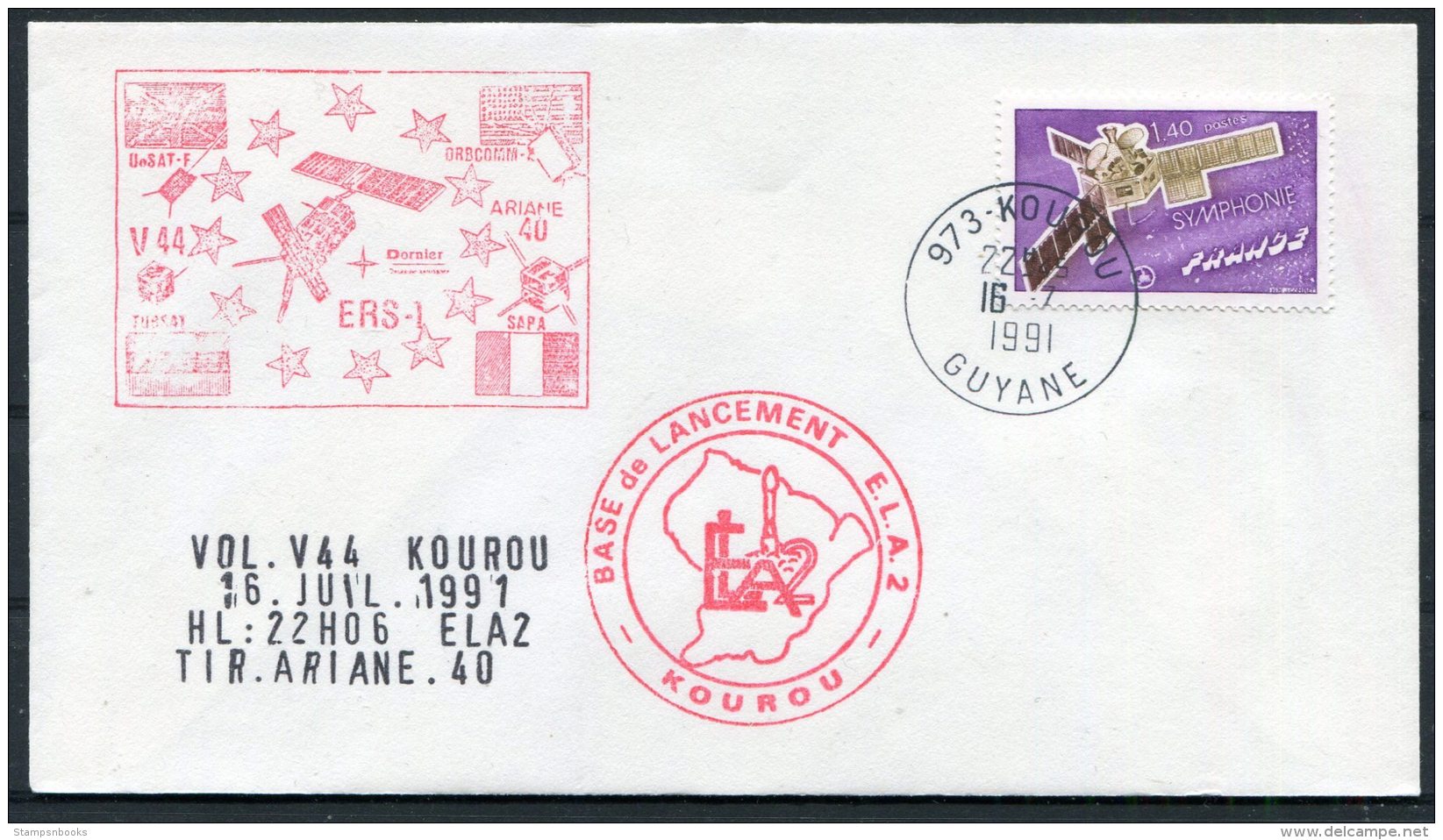 1991 France Guyane Kourou Space Rocket Ariane Cover - Europe