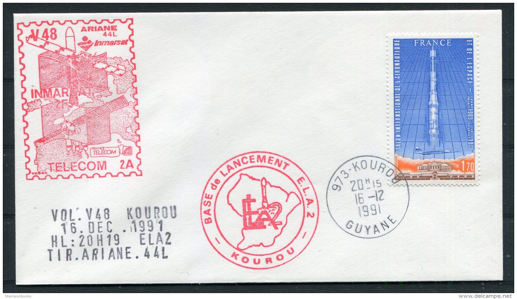 1991 France Guyane Kourou Space Rocket Ariane Cover - Europa