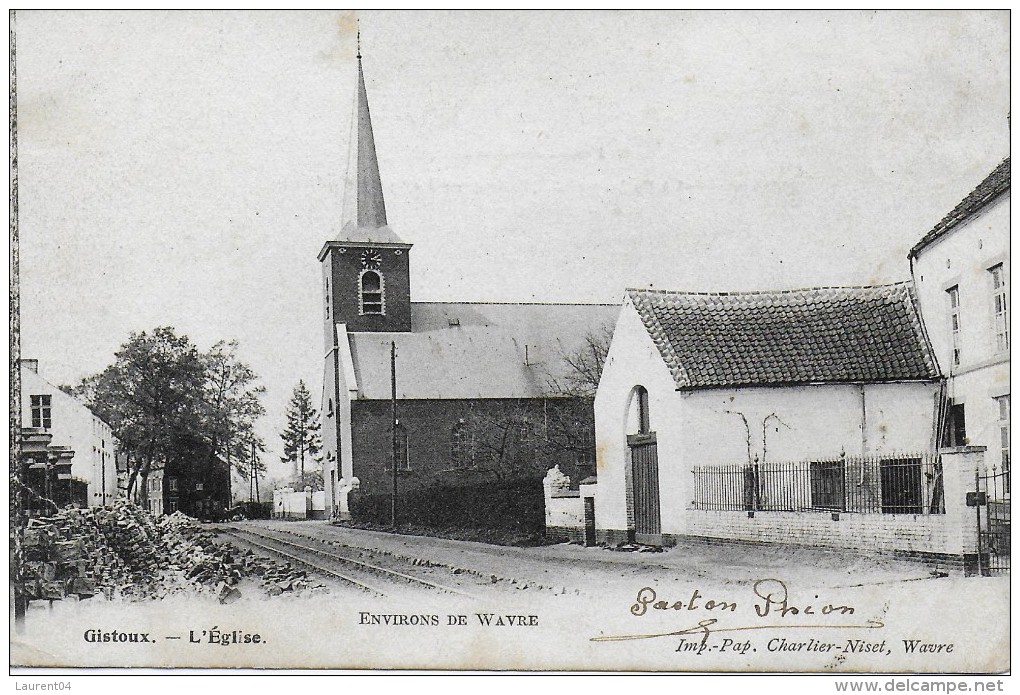 CHAUMONT-GISTOUX.  GISTOUX.  L'EGLISE.  ENVIRONS DE WAVRE.  VUE DES RAILS DU TRAM - Chaumont-Gistoux