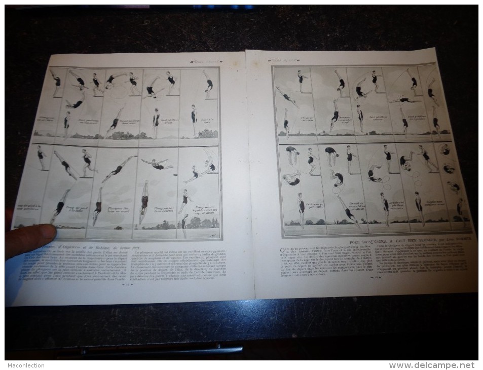 Tableau LA TECHNIQUE Du PLONGEON / Natation Piscine Plongeoir 1921 Léon Sommer - Natation