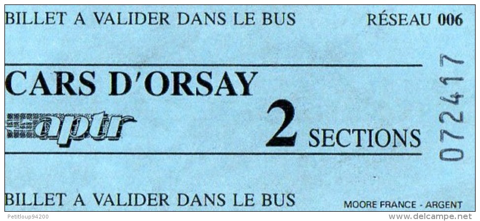 TICKET BUS APTR Cars Orsay - Europe