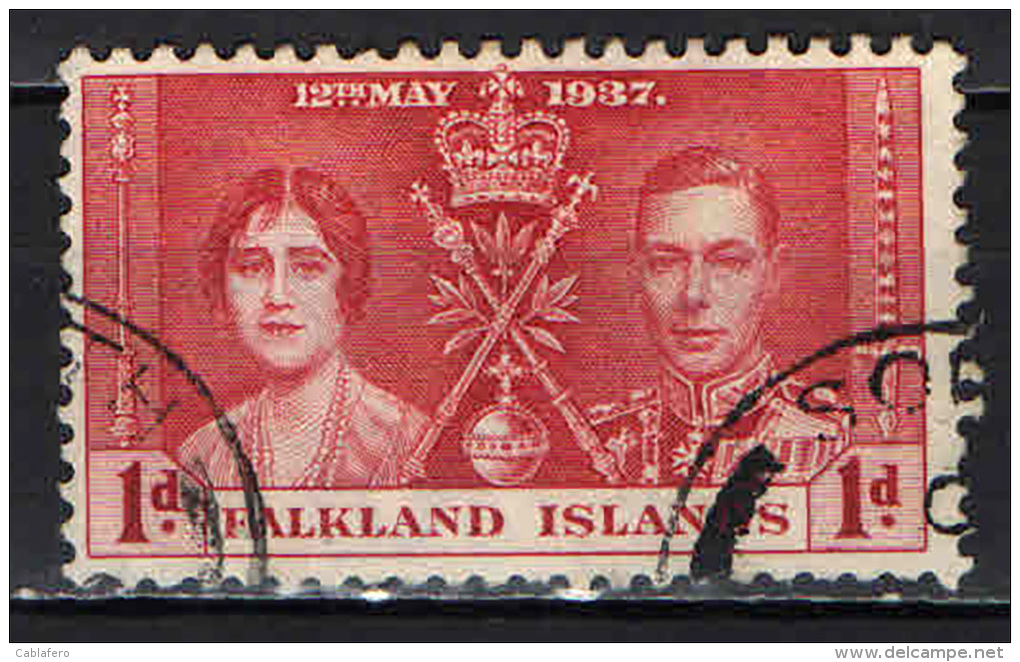 FALKLAND - 1937 - INCORONAZIONE DEL RE GIORGIO VI - USATO - Falkland