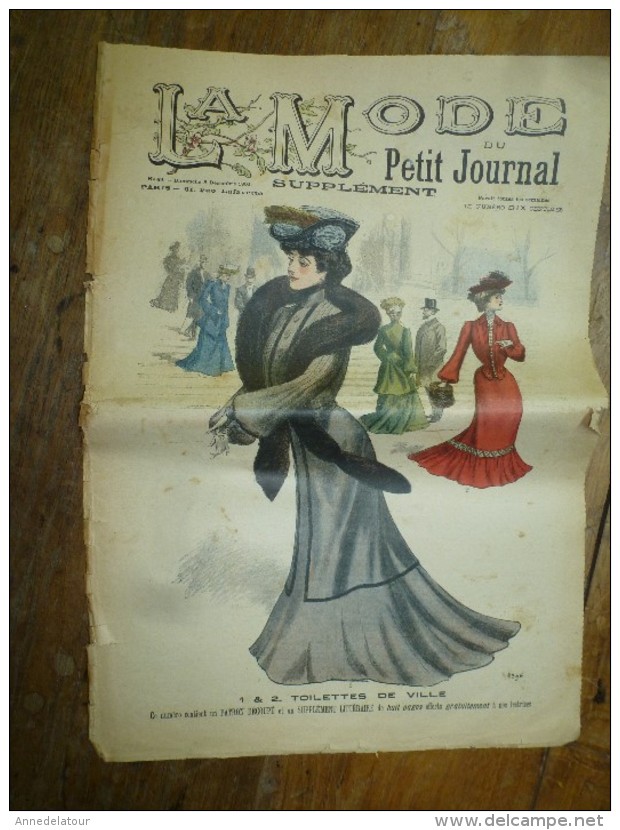 1901 La MODE Du Petit Journal    TOILETTE DE VILLE Gravures Couleurs Sur Double-page Et Une - Collections