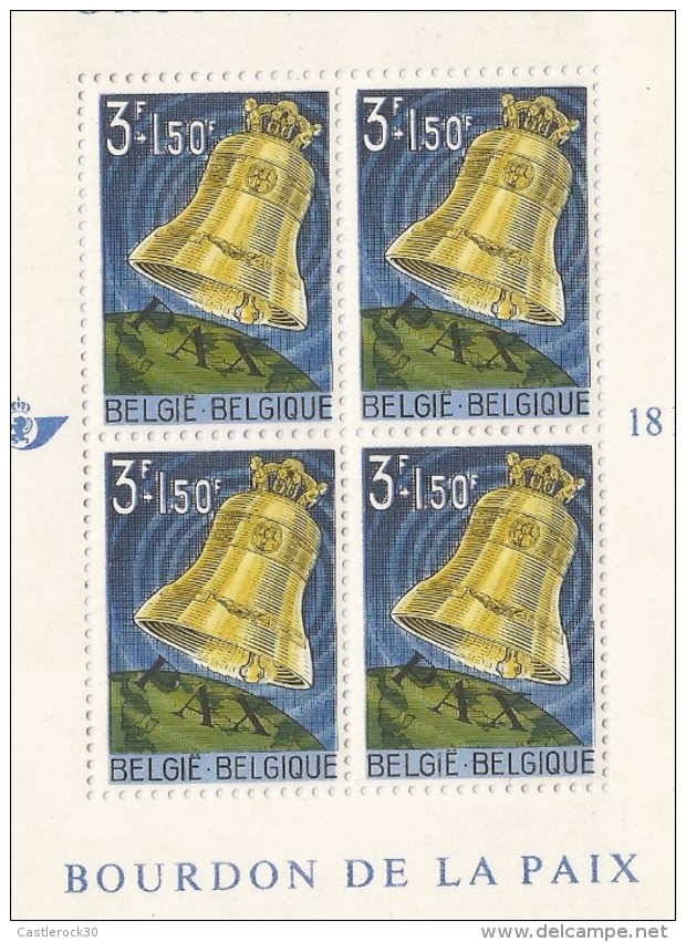 E)1963 BELGIUM, PEACE BELL RINGING OVER GLOBE, SOUVENIR SHEET, MNH - Unused Stamps
