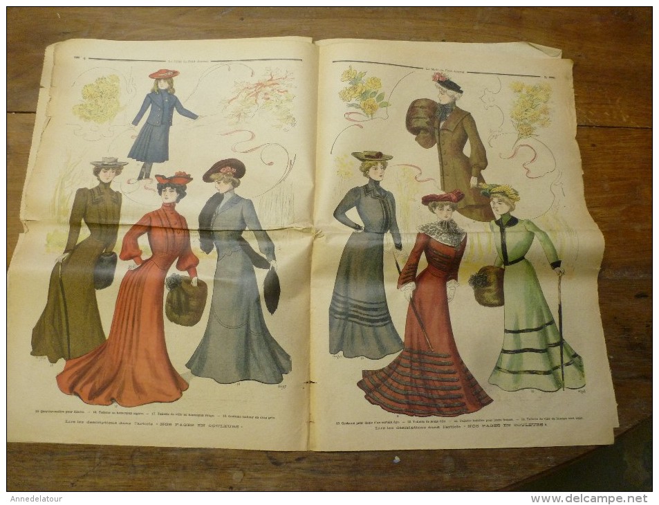 1901La MODE du Petit Journal    TOILETTE DE VILLE, VÊTEMENT ELEGANT  gravures couleurs sur double-page et une