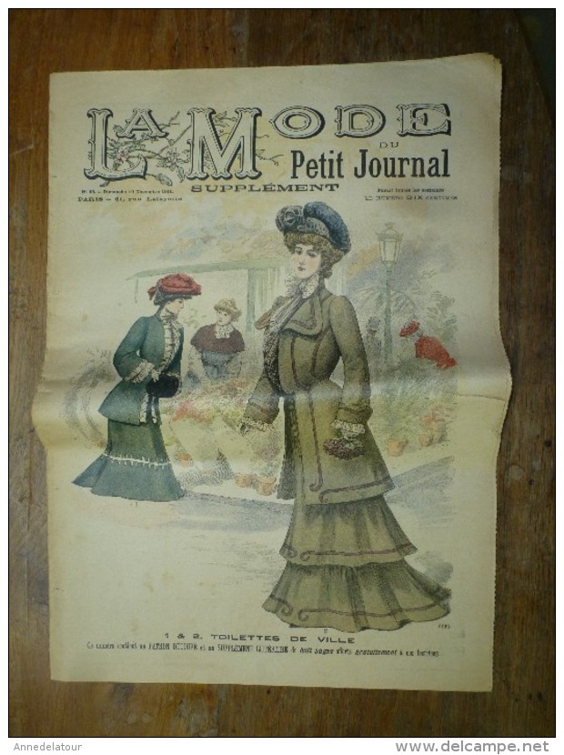 1901La MODE Du Petit Journal    TOILETTES DE VILLE, Gravures Couleurs Sur Double-page Et Une - Sammlungen