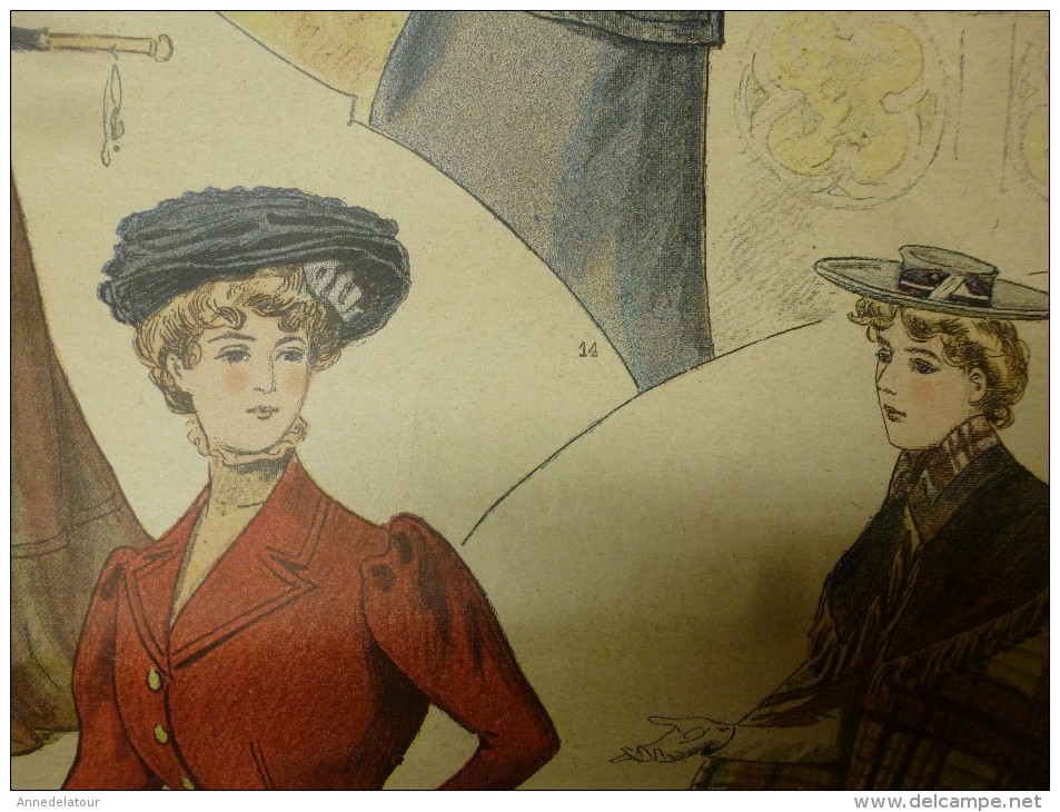 1901La MODE du Petit Journal    TOILETTES DE VILLE, gravures couleurs sur double-page et une