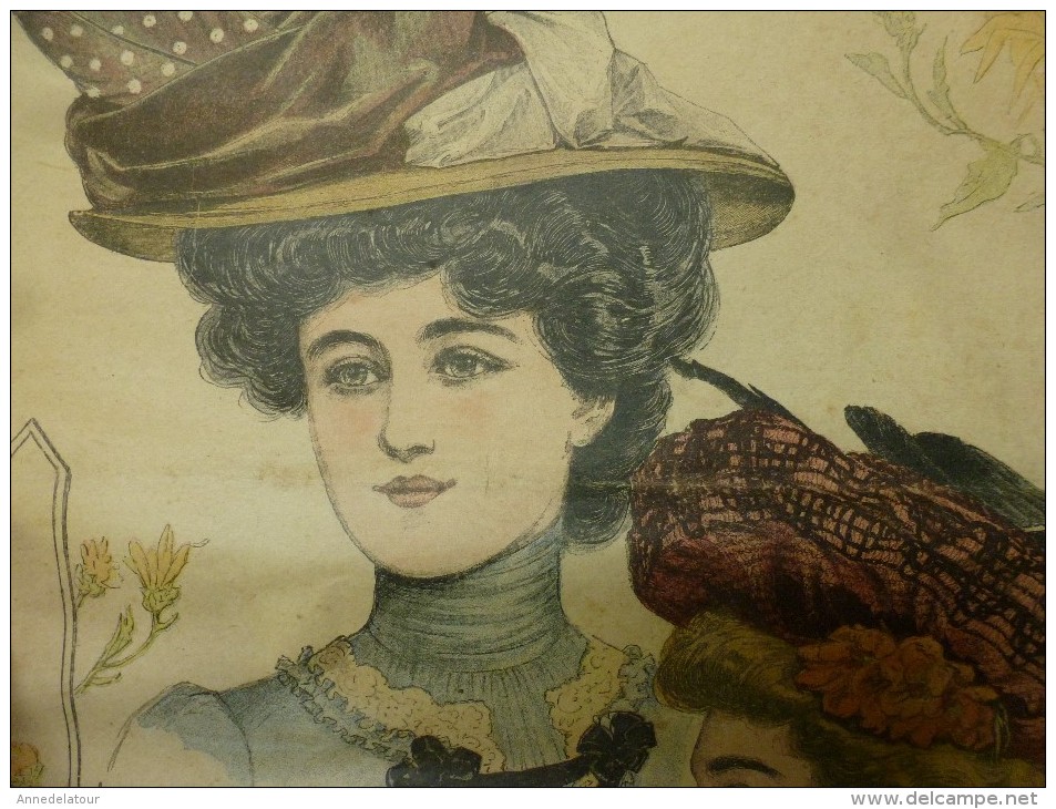 1901La MODE Du Petit Journal    CHAPEAU EMILIENNE, TOQUET YVETTE , Gravures Couleurs Sur Double-page Et Une - Collections