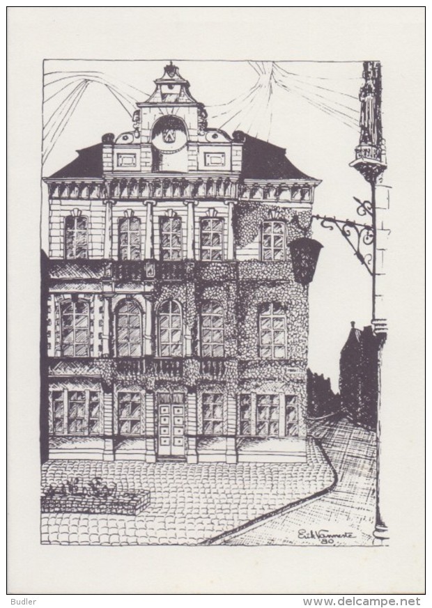 BELGIË : CPM :1985: TIELT : Het Stadhuis – Pentekening Door Erik VANNESTE. - Tielt