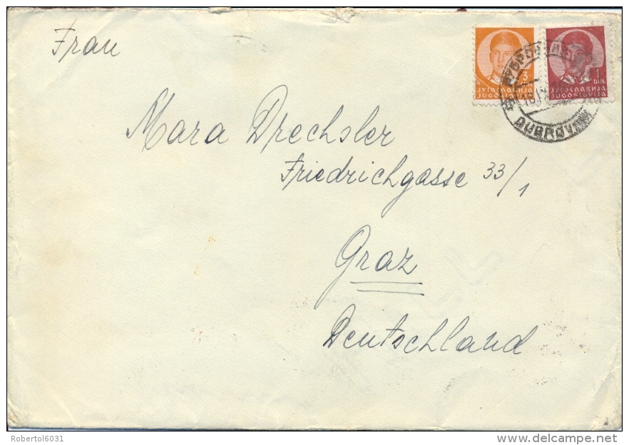 Yugoslavia 1939 Cover From Dubrovnik To Graz With 1 D. + 3 D. And Wrapper Of Customs Officials To Currency Monitoring - Storia Postale