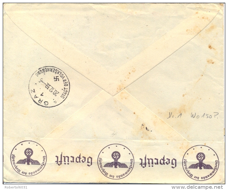 Yugoslavia 1939 Registered Cover From Dubrovnik To Graz With 2 D. + 2 X 3 D. And German Military Censorship - Storia Postale
