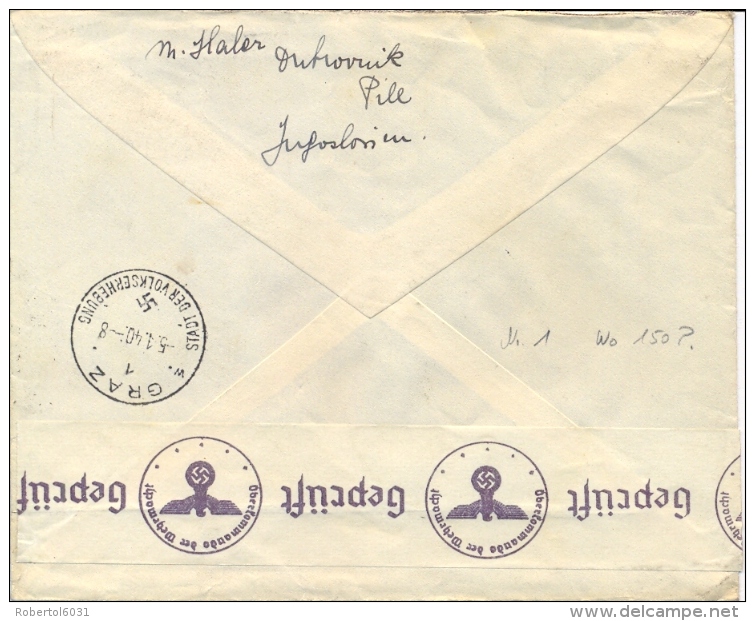 Yugoslavia 1939 Registered Cover From Dubrovnik To Graz With 4 X 2 D. And German Military Censorship - Storia Postale