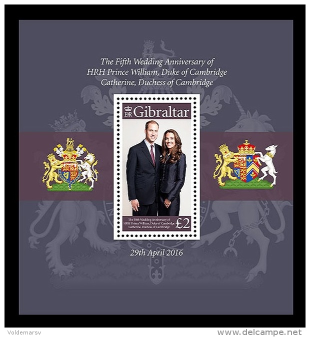 Gibraltar 2016 Mih. 1729 (Bl.125) Prince William And Kate Middleton MNH ** - Gibraltar