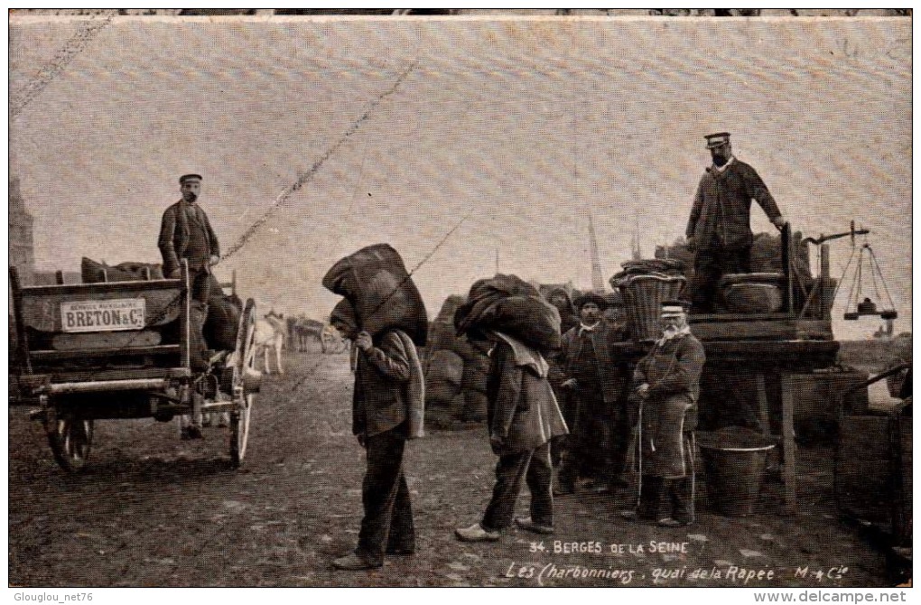 75-PARIS...BERGES DE LA SEINE...LES CHARBONNIERS QUAI DE LA RAPEE...CPA ANIMEE - Autres & Non Classés