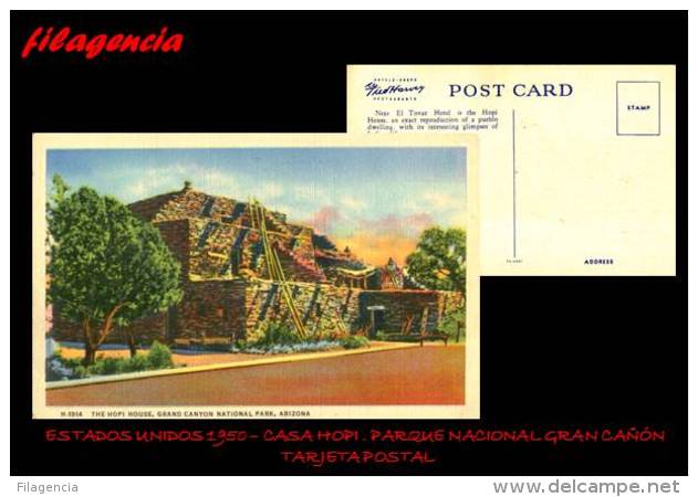 PIEZAS. ESTADOS UNIDOS. ENTEROS POSTALES. TARJETA POSTAL 1950. CASA HOPI. PARQUE NACIONAL DEL GRAN CAÑÓN. ARIZONA - Altri & Non Classificati