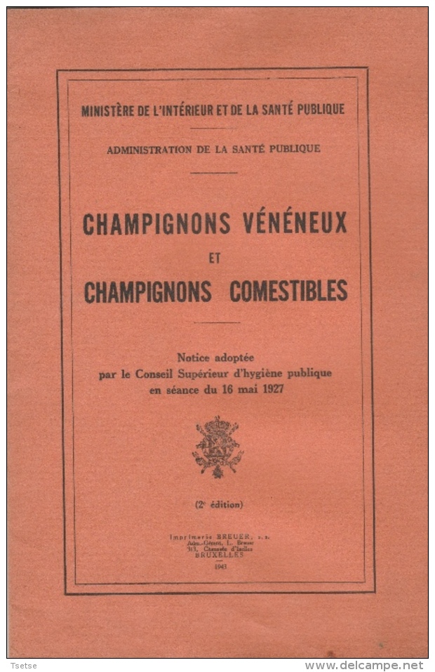 Comment Reconnaitre Les Champignons Vénéneux Et Comestibles - Ministère De L'Intérieur 1943 - Caccia/Pesca