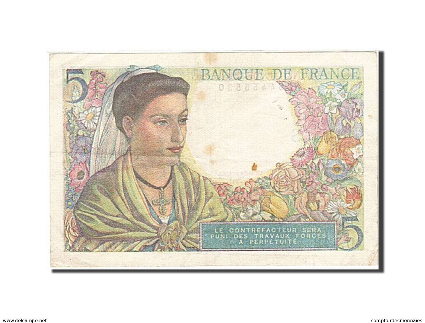 Billet, France, 5 Francs, 1943, 1945-04-05, TTB, Fayette:5.6, KM:98a - 5 F 1943-1947 ''Berger''