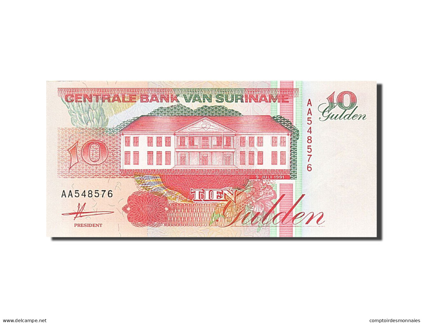 Billet, Suriname, 10 Gulden, 1991-1997, 1991-07-09, KM:137a, NEUF - Suriname