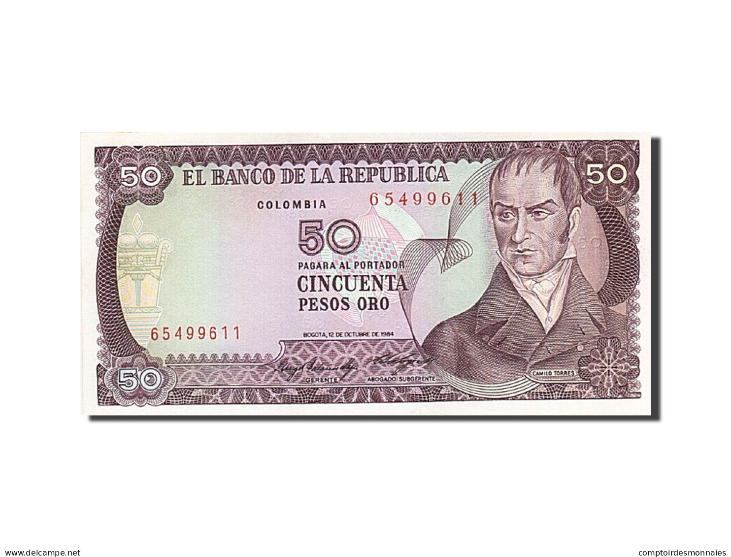 Billet, Colombie, 50 Pesos Oro, 1984-1986, 1984-10-12, KM:425a, NEUF - Colombia