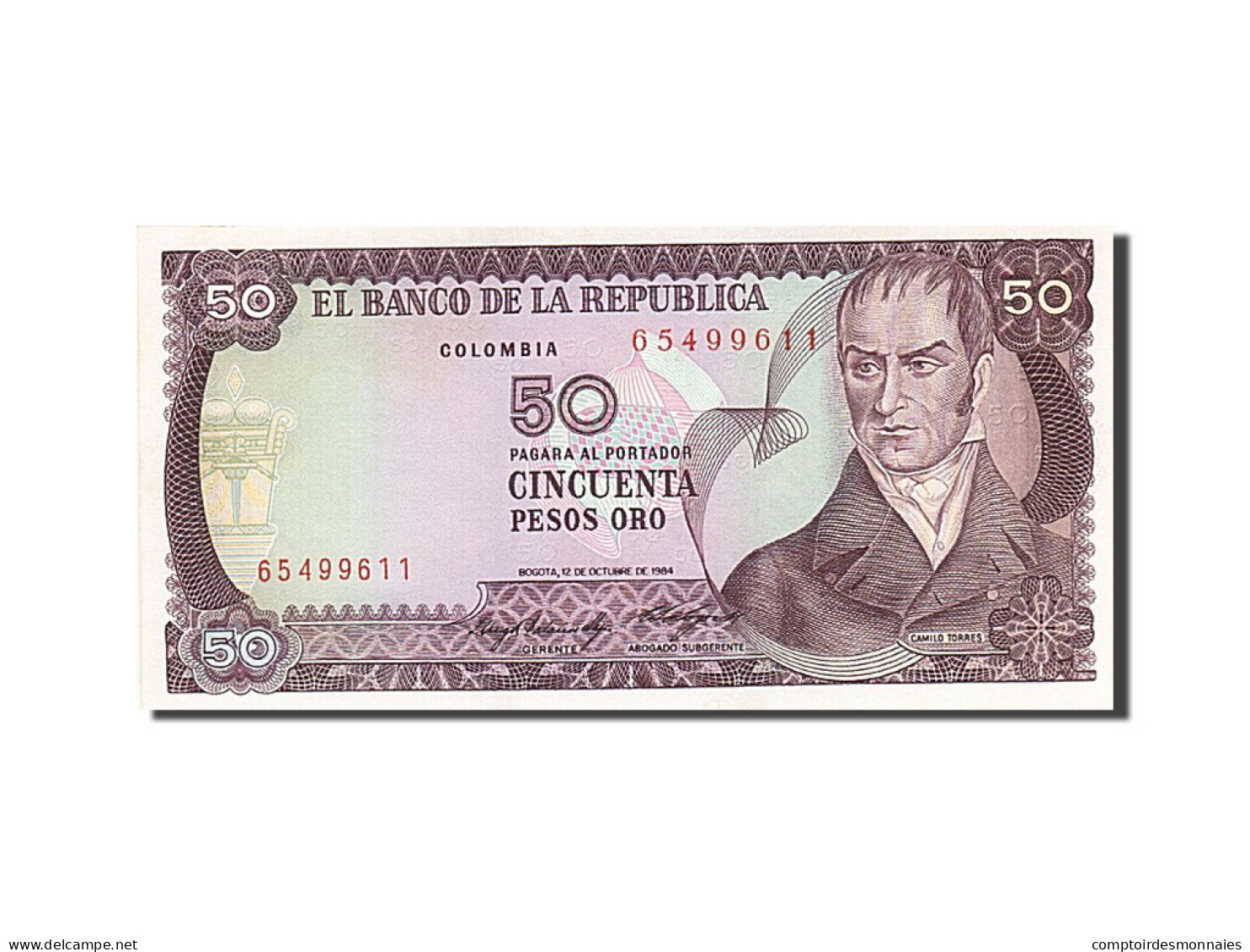 Billet, Colombie, 50 Pesos Oro, 1984-1986, 1984-10-12, KM:425a, NEUF - Kolumbien