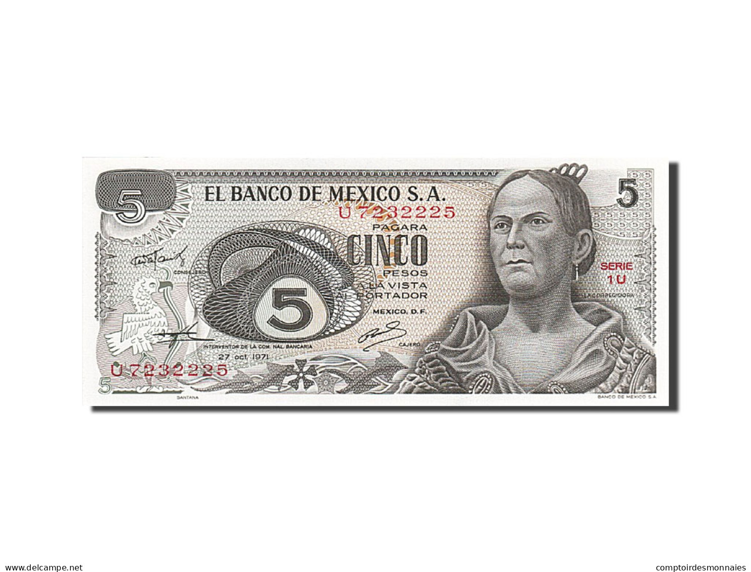 Billet, Mexique, 5 Pesos, 1969-1974, 1971-10-27, KM:62b, NEUF - Mexiko