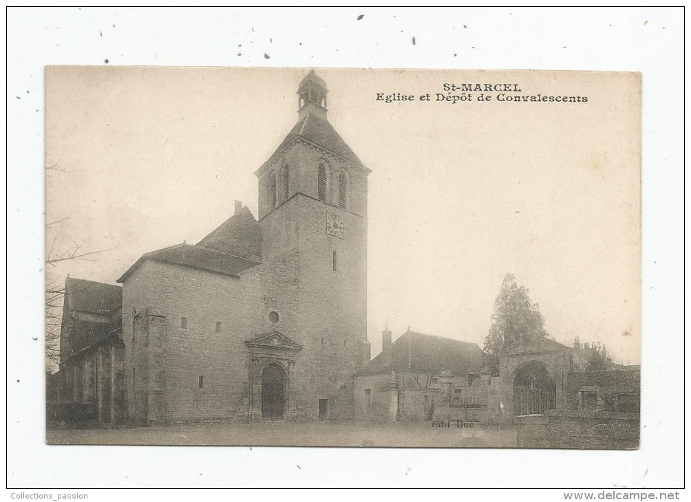 Cp , 71 , SAINT MARCEL , église Et Dépôt De Convalescents , Vierge , Ed : Desaix - Autres & Non Classés