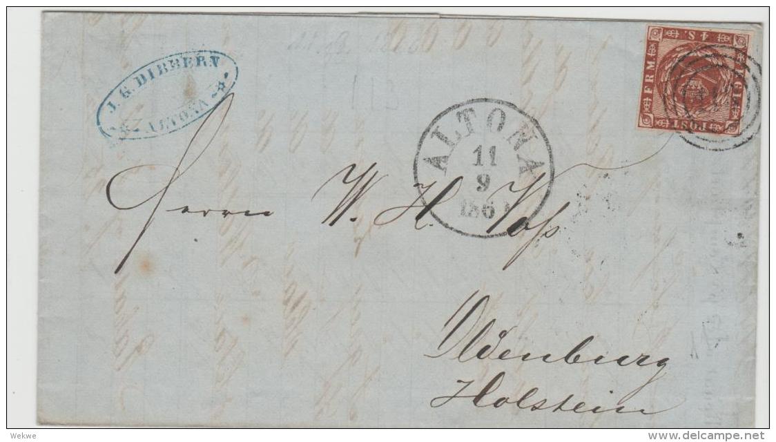 Ham035 /  HAMBURG - Dän. P.A. Altona 1860 Nach Oldenburg (Holstein) Rückseitig  Stempel Altona-Bahnhof - Hamburg