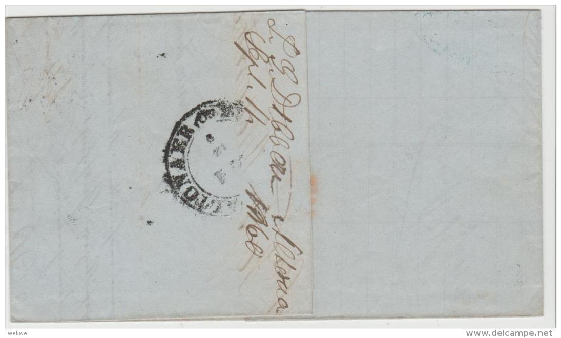 Ham035 /  HAMBURG - Dän. P.A. Altona 1860 Nach Oldenburg (Holstein) Rückseitig  Stempel Altona-Bahnhof - Hamburg