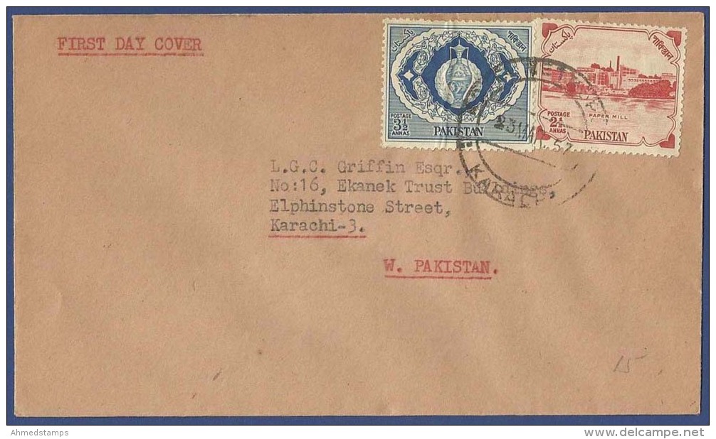 PAKISTAN 1957 FDC FIRST DAY COVER POSTAL USED AS PER SCAN - Pakistan