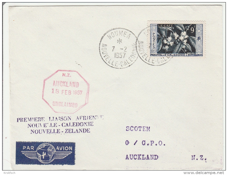 Inaugural Flight 1957 Auckland Noumea - Caledonia Calédonie - Lettres & Documents