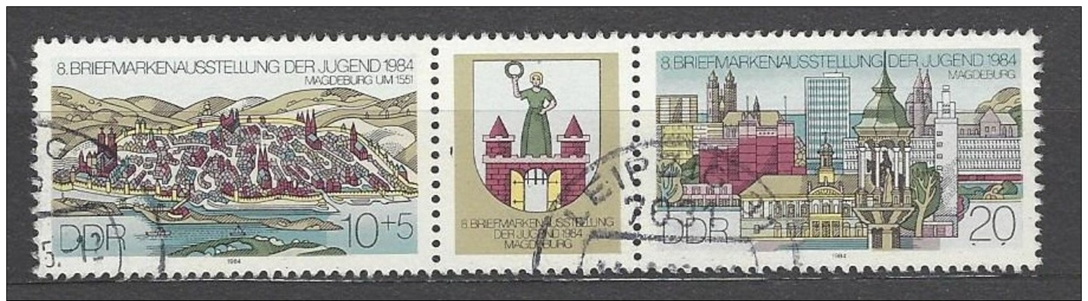 DDR - Mi-Nr. 2903 / ZF / 2904 WZd 609 Briefmarkenausstellung Der Jugend Magdeburg Gestempelt (3) - Se-Tenant