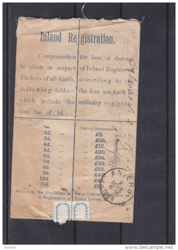 Grande Bretagne - Lettre Recommandée De 1895 - Oblitération Hampstead - Exp Vers Anvers - Vignette Recomm Belge - Briefe U. Dokumente