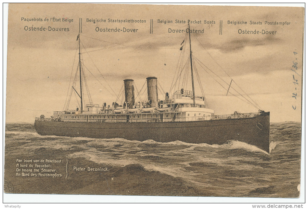 Entier Postal Armoiries PAQUEBOT Pieter Deconinck KNOKKE 1914 Vers Allemagne - Cachet En Négatif MARINEKORPS - XX460 - Liner Cards