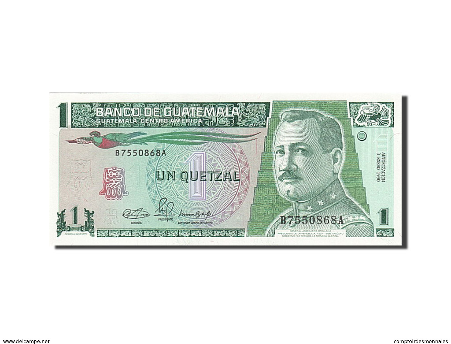 Billet, Guatemala, 1 Quetzal, 1989-1990, 1990-01-03, KM:73a, NEUF - Guatemala