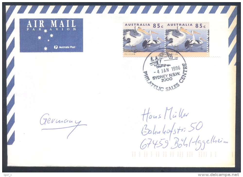 Australia 1996 Air Mail Cover: Fauna Birds Vögel Oiseaux Pelican Pelikan Pellicano Pelícano Bridges Sydney Bridge - Pelicans