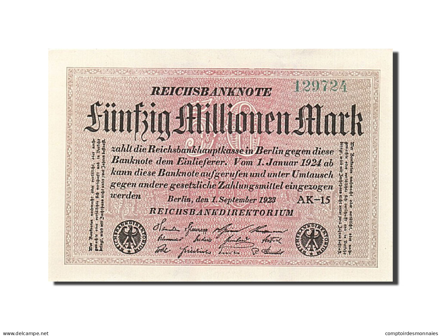 Billet, Allemagne, 50 Millionen Mark, 1923, 1923-09-01, KM:109b, SPL - 50 Miljoen Mark