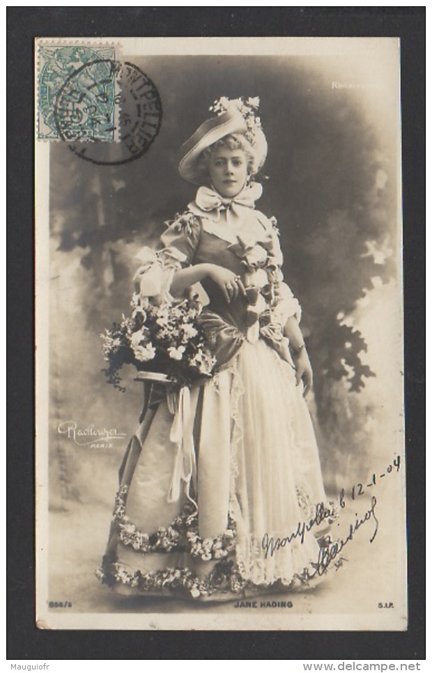 DF / CELEBRITÉS / JANE HADING ACTRICE ET CHANTEUSE FRANÇAISE / PHOTO REUTLINGER / CIRCULÉE EN 1904 - Entertainers