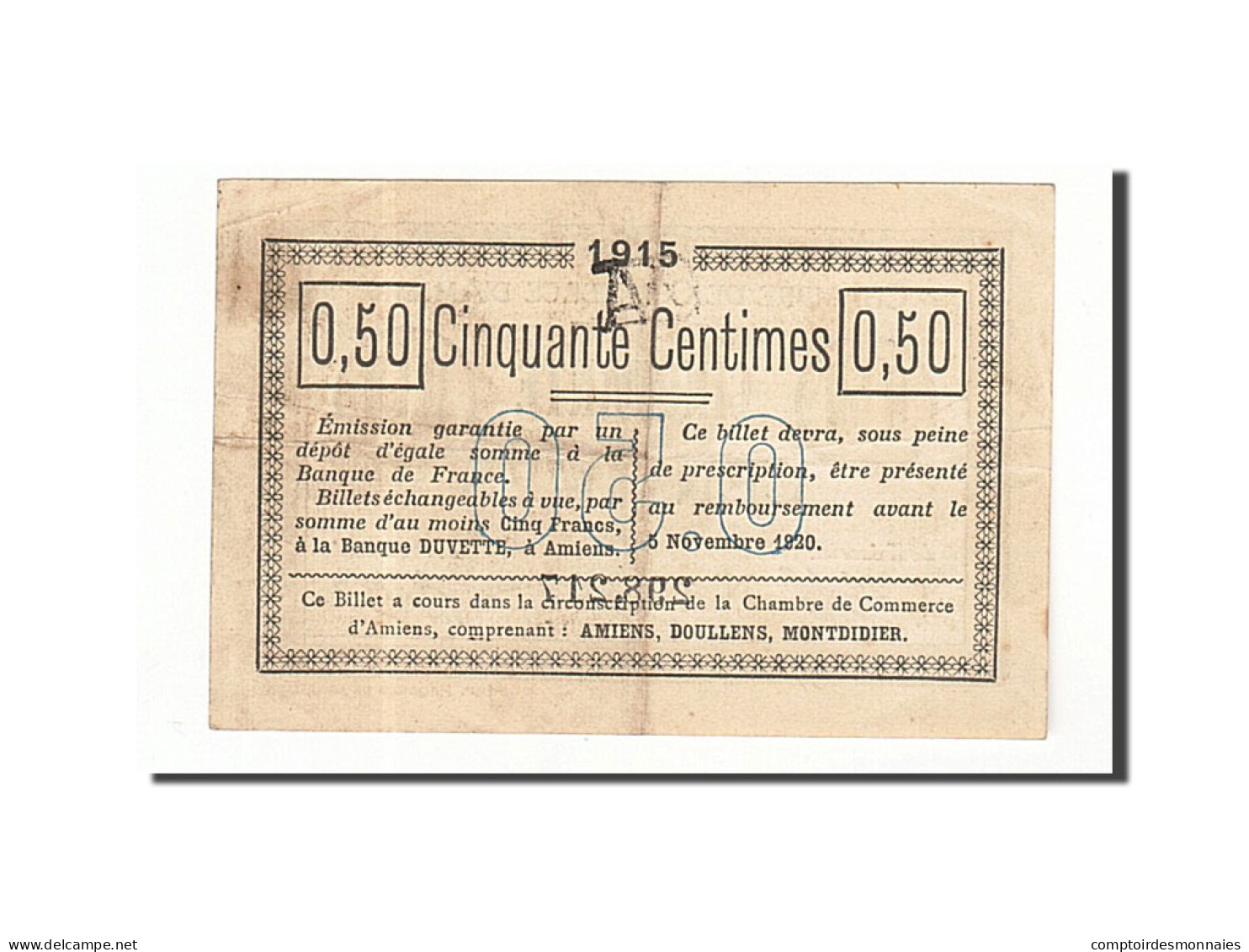 Billet, France, Amiens, 50 Centimes, 1915, TTB+, Pirot:7-14 - Cámara De Comercio