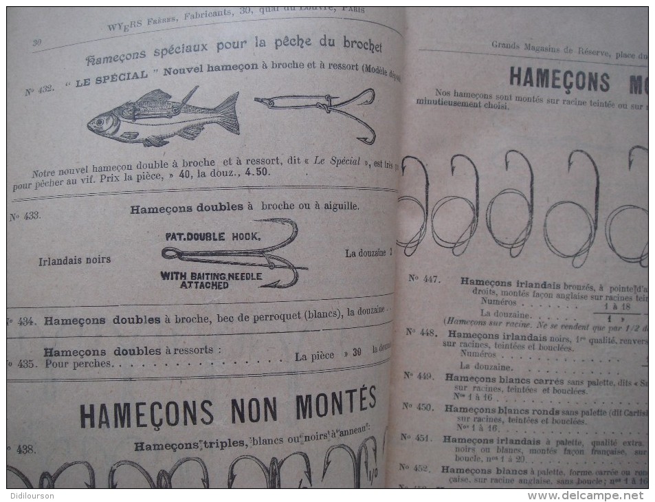 Catalogue De Pêche WYERS Paris 1900 Pour La Pêche En Eau Douce Et En Mer - Nature