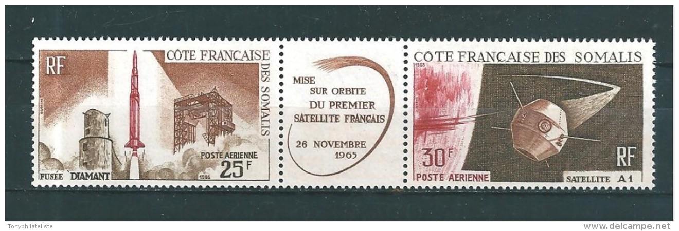 Timbres Des Cote De Somalis  PA  De 1966  N°46A Triptyque  Neufs ** - Unused Stamps